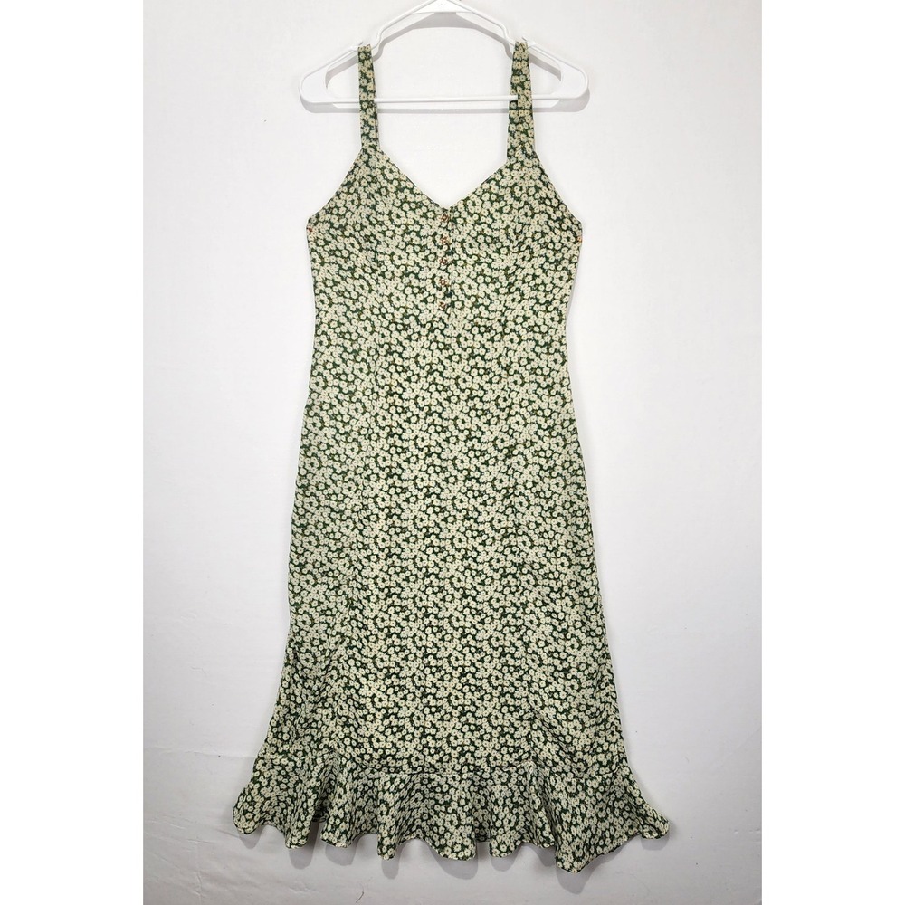 Lulus Women's Timeless Touch Midi Dress Floral Green Boho Dainty Size S